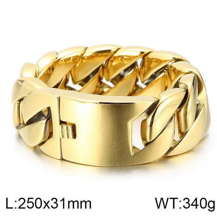 S&S European American Hip-Hop Fashion Coarse Cuban Chain Necklace Men Women 316L Stainless Steel Bracelet