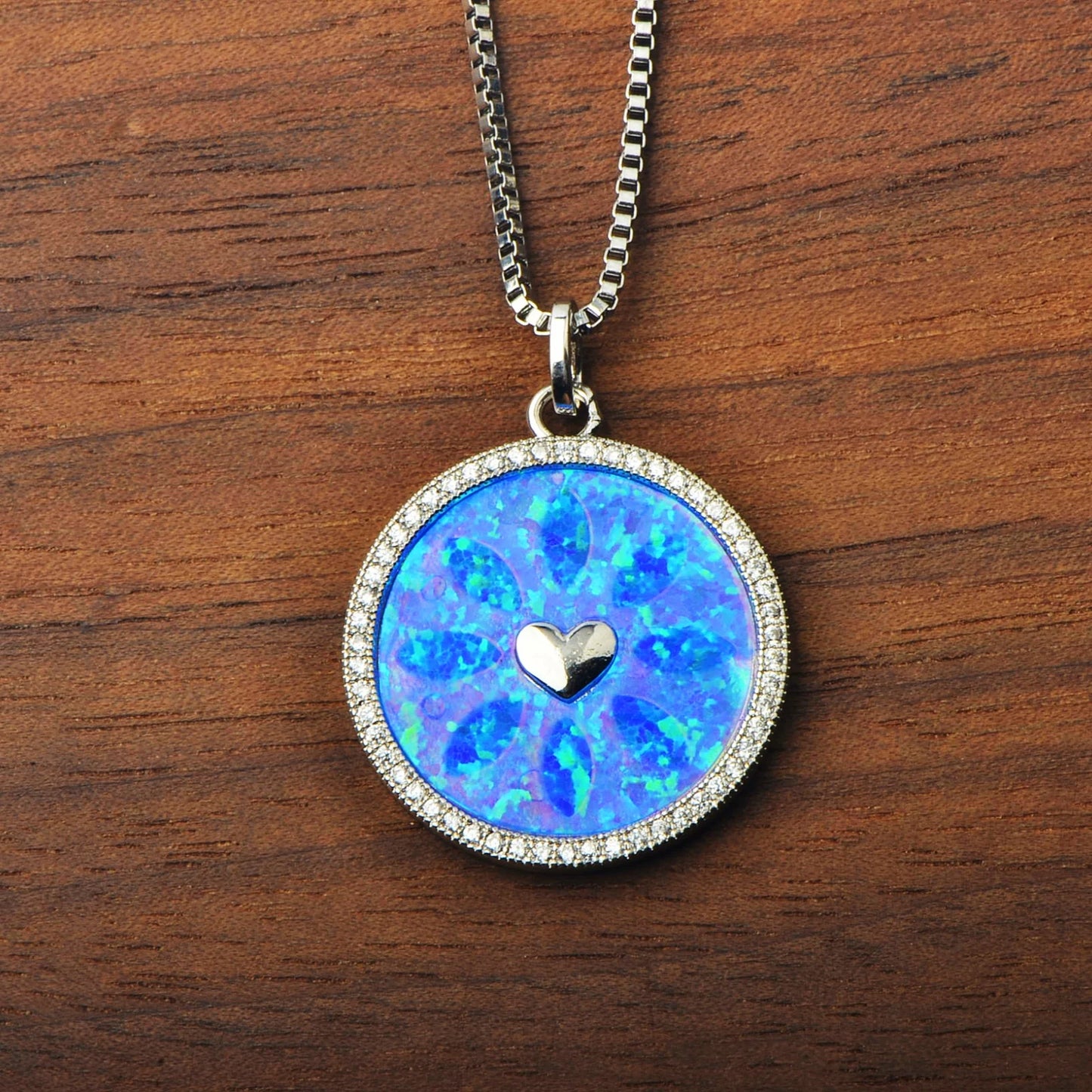Geometric Opal Box Chain Silver Plated Lariat Necklace Aobao Trendy Gift