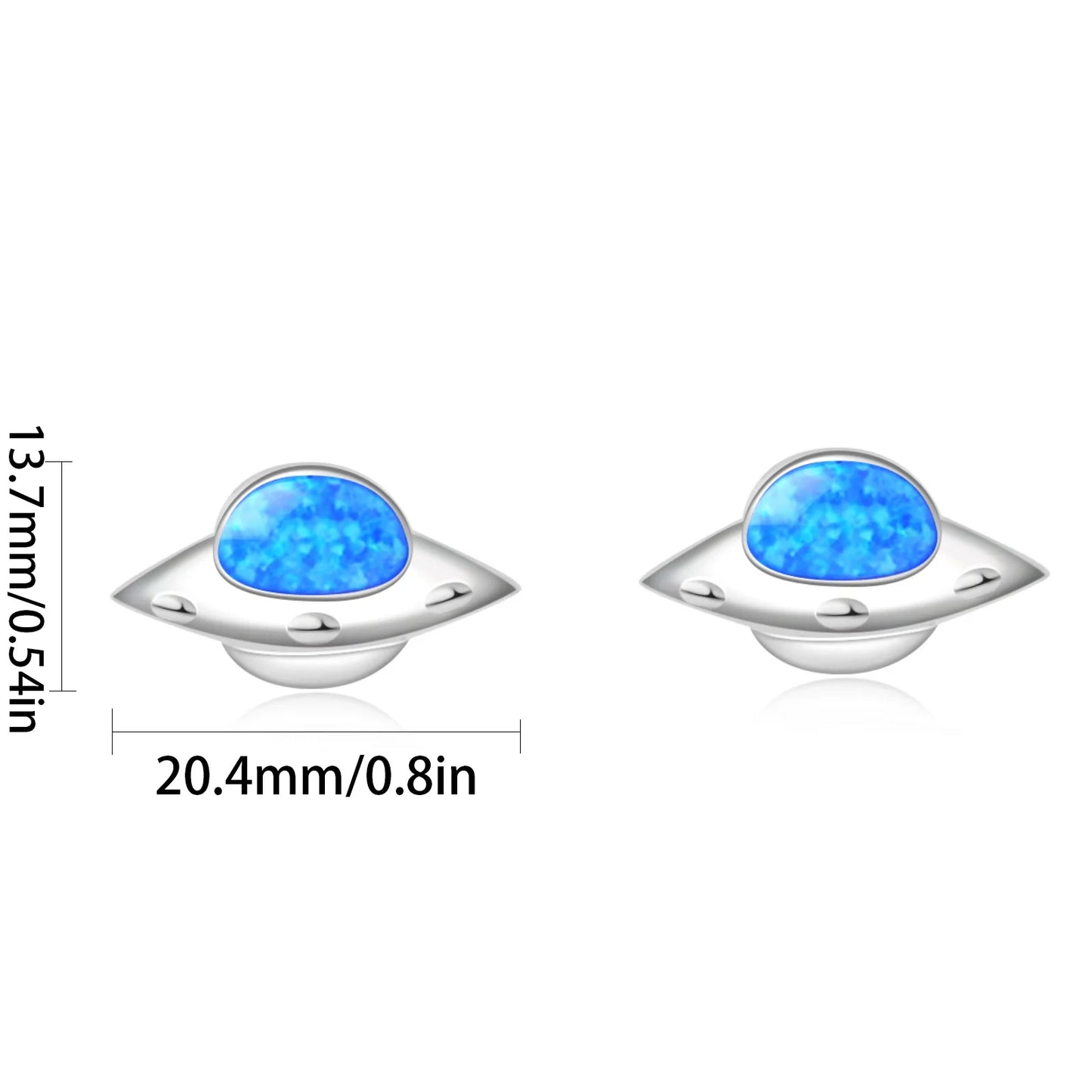 Tiktok Hot Sale Opal Stud Earrings Cute UFO Blue Opal Earrings for Girls Fashion Jewelry