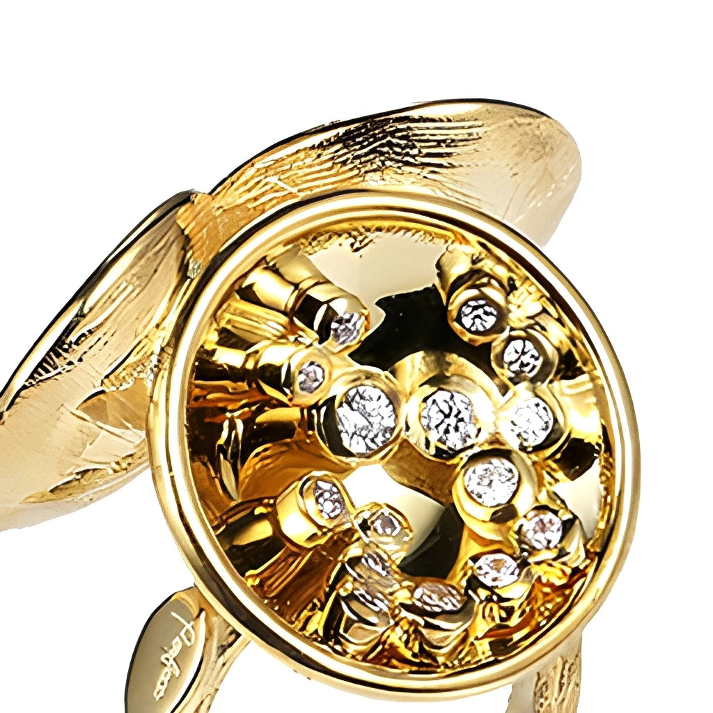 Wholesale Handmade Gold Plated 925 Sterling Silver Ring with White Rhinestone