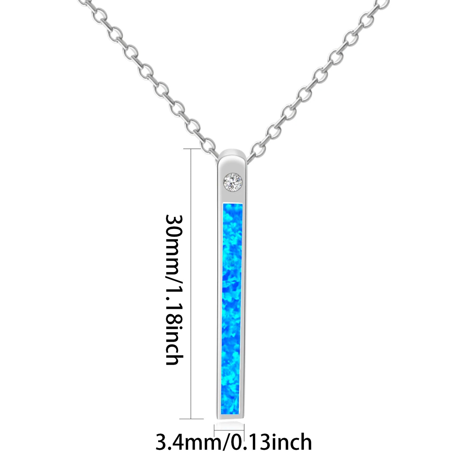 Bar Pendant Necklace Aobao Opal Inlaid Crystal Accent Fashion Jewelry