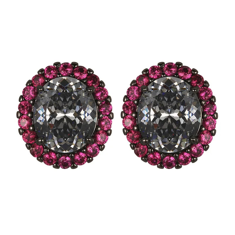 REDheart Fashion Imitation Black Gray Gold High-Grade Flower Shaped Set Women's Jewelry Brass Zircon Opening Movable Ring