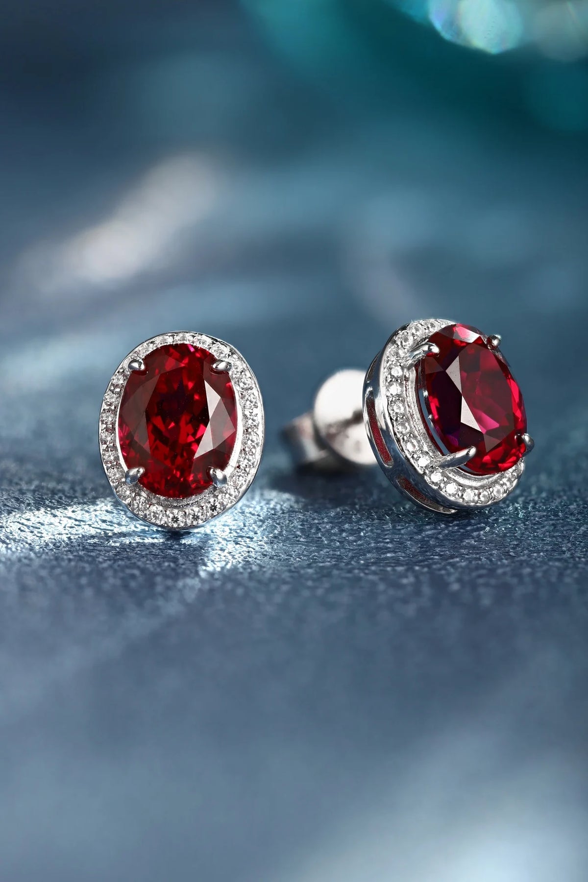 Gemfiori Anster High Quality S925 Lab Grown Ruby Earring Stud Dainty Gemstone Stud Earrings for Women Daily Wear Gift