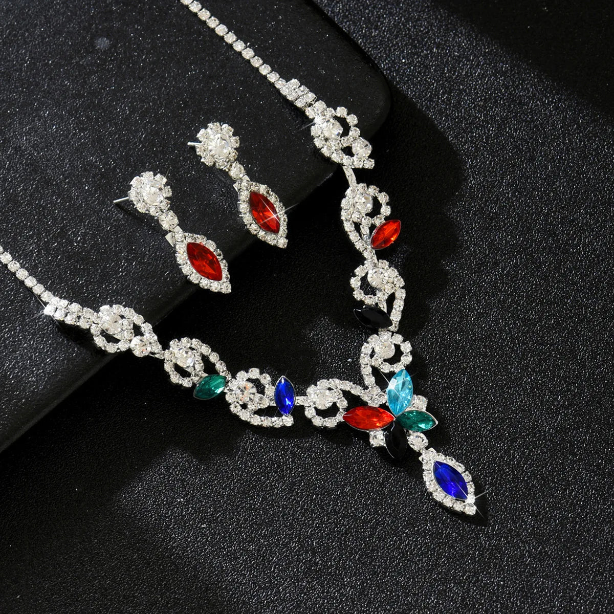 S&S HY New Trendy Crystal butterfly Necklace and Earring Set - Jewelry - Luxury Wedding