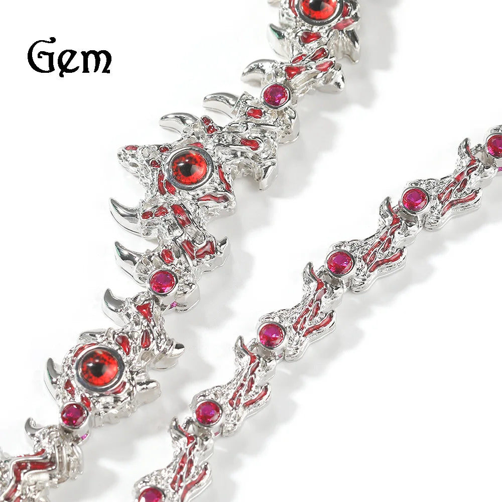 Hip Hop Iced Out Full Crystal Claw Design Necklace Sparkling Rhinestone Link Chain Gothic Punk Statement Jewelry for Men