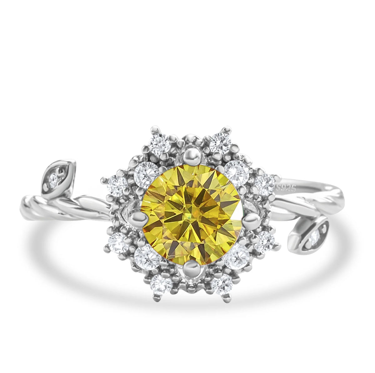 ArtistA Popular Fashion Jewelry 925 Sterling Silver Brilliant Round Cut 1CT VVS GRA Colored Moissanite Flower Rings for Women