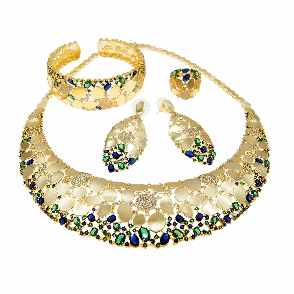Zhuerrui Fashion Necklace Jewelry Set Brazil 24K Gold Ladies Wedding Jewelry High Quality Italian Custom Jewelry Set HZ210901163