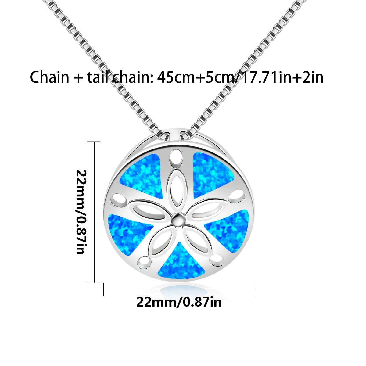 Sand Dollar Pendant - Blue Opal Inlaid Silver Plated Ocean Jewelry for Women Wholesale