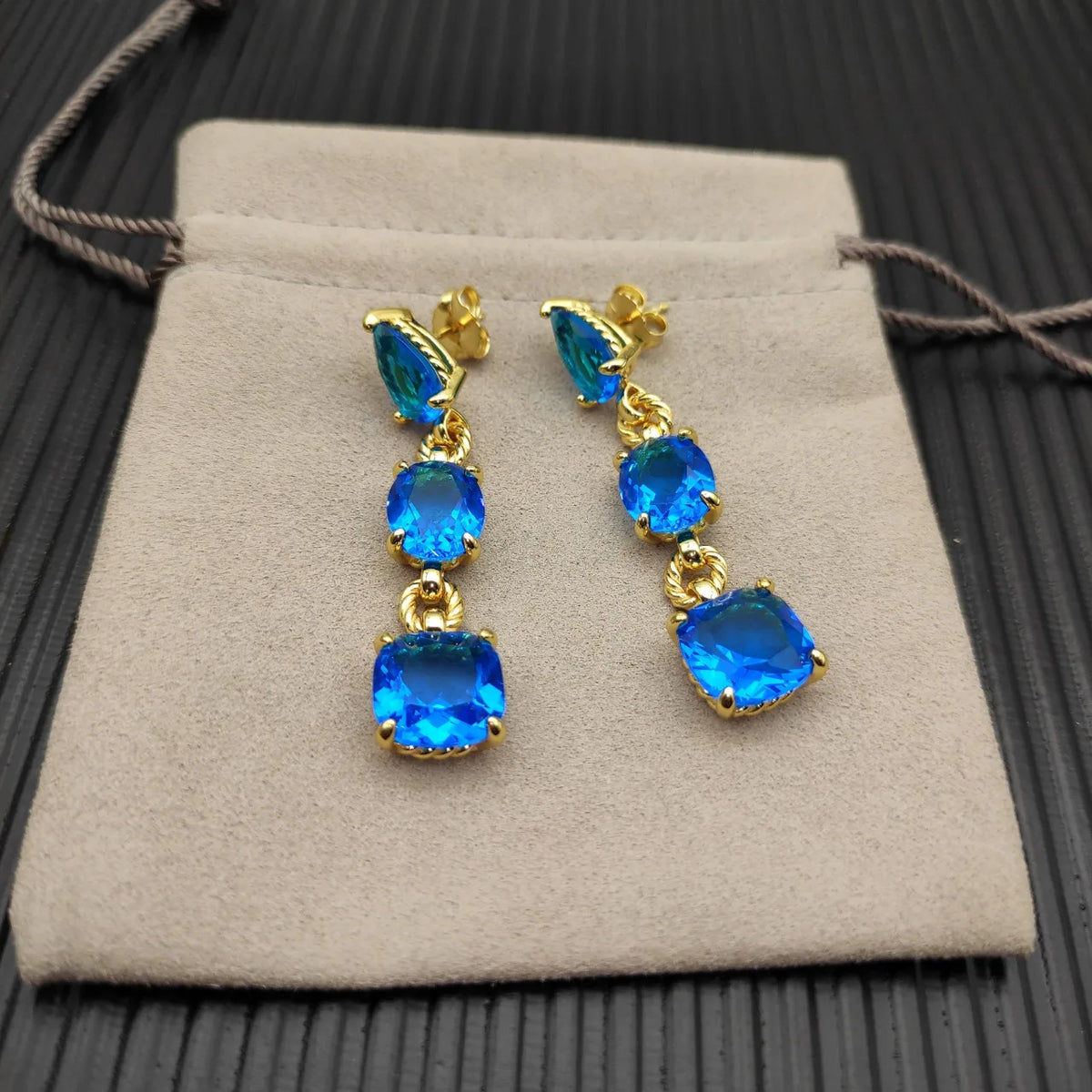 FASHIONISTA DY High-Quality Silver-Plated Colored Diamond Earrings. Gold-Plated Colored Gemstone Earrings. Jewelry.