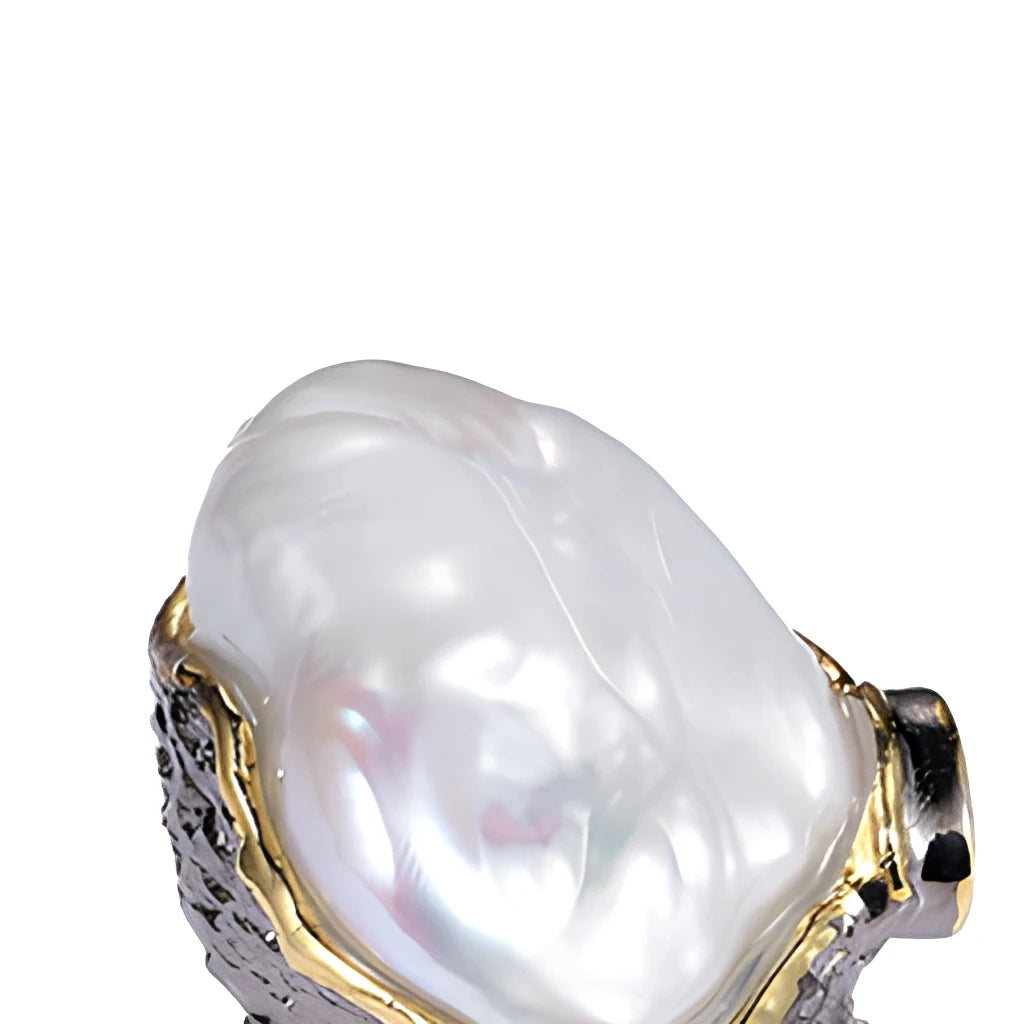 Natural Button Pearl Ring Design New 925 Sterling Silver Ring Jewelry for Party