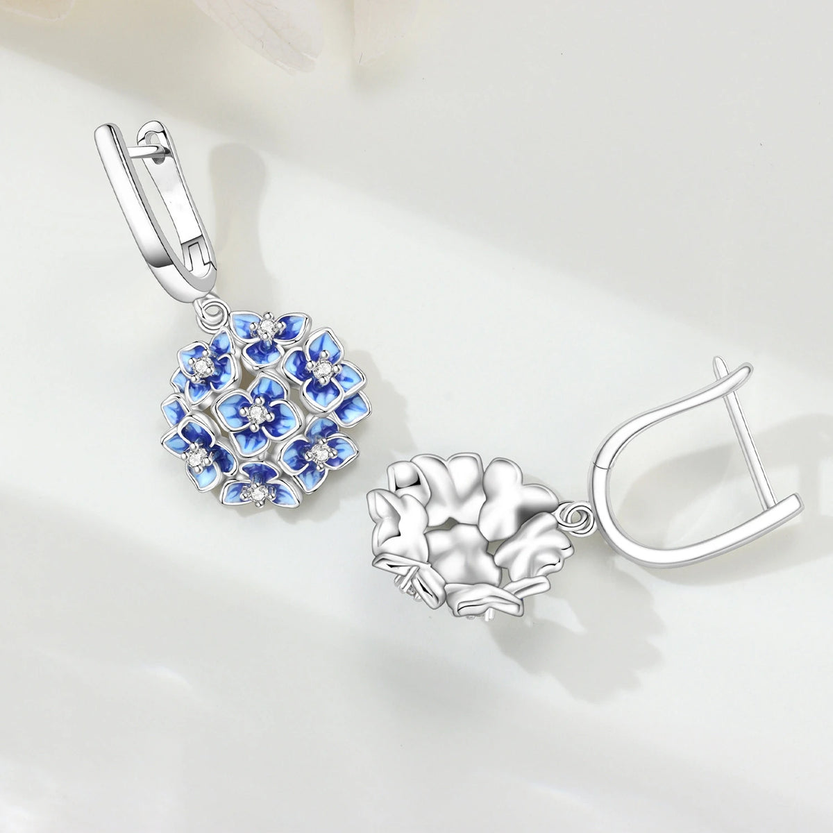 S&S Silver Plated Zircon Flower Drop Earrings | 16 Colours