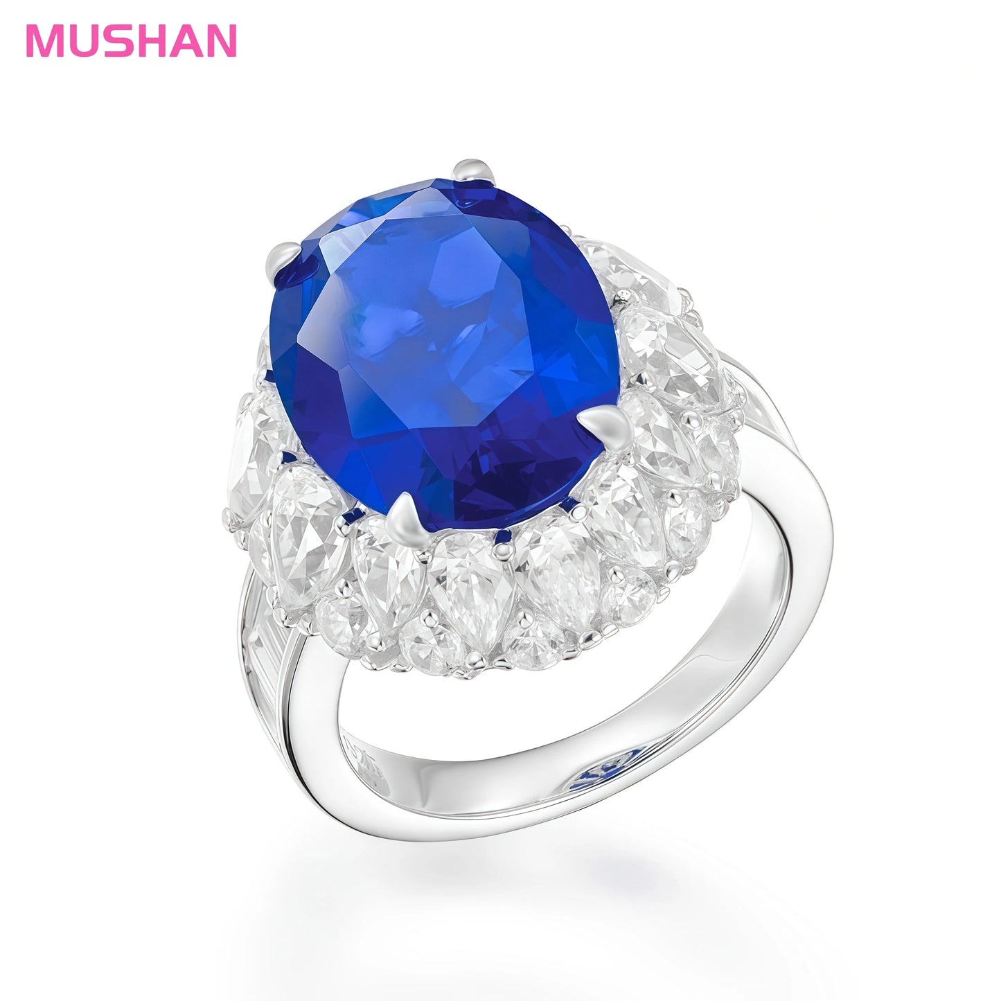 MUSHAN Jewelry Factory's S925 Sterling Silver Wedding Bands High Carbon Diamond GRC Lab Grown Gemstones Oval Cut Fine Rings