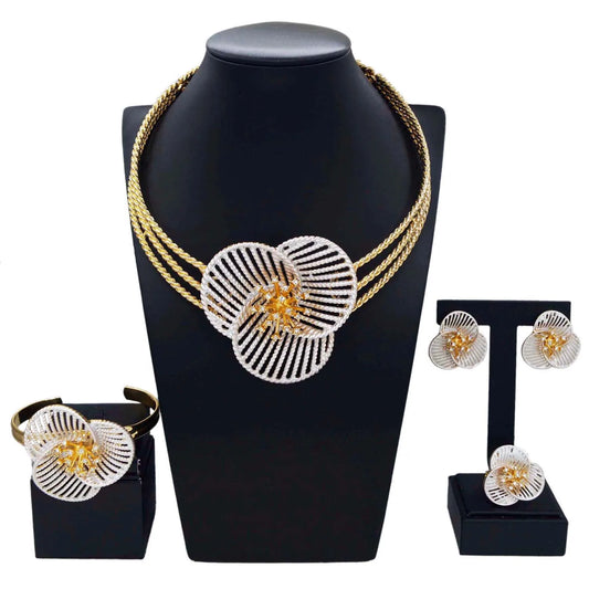 Zhuerrui  Electroplated Jewelry Women's Jewelry Set Latest Bracelet Necklace Jewelry Sets High Quality Exquisite Gifts HA20049