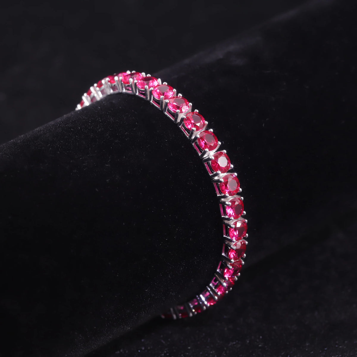 ArtistA Fashion Hiphop Jewelry 925 Sterling Silver Custom 3MM 4MM 5MM Pinkish Red Gemstone Lab Grown Ruby Tennis Bracelet