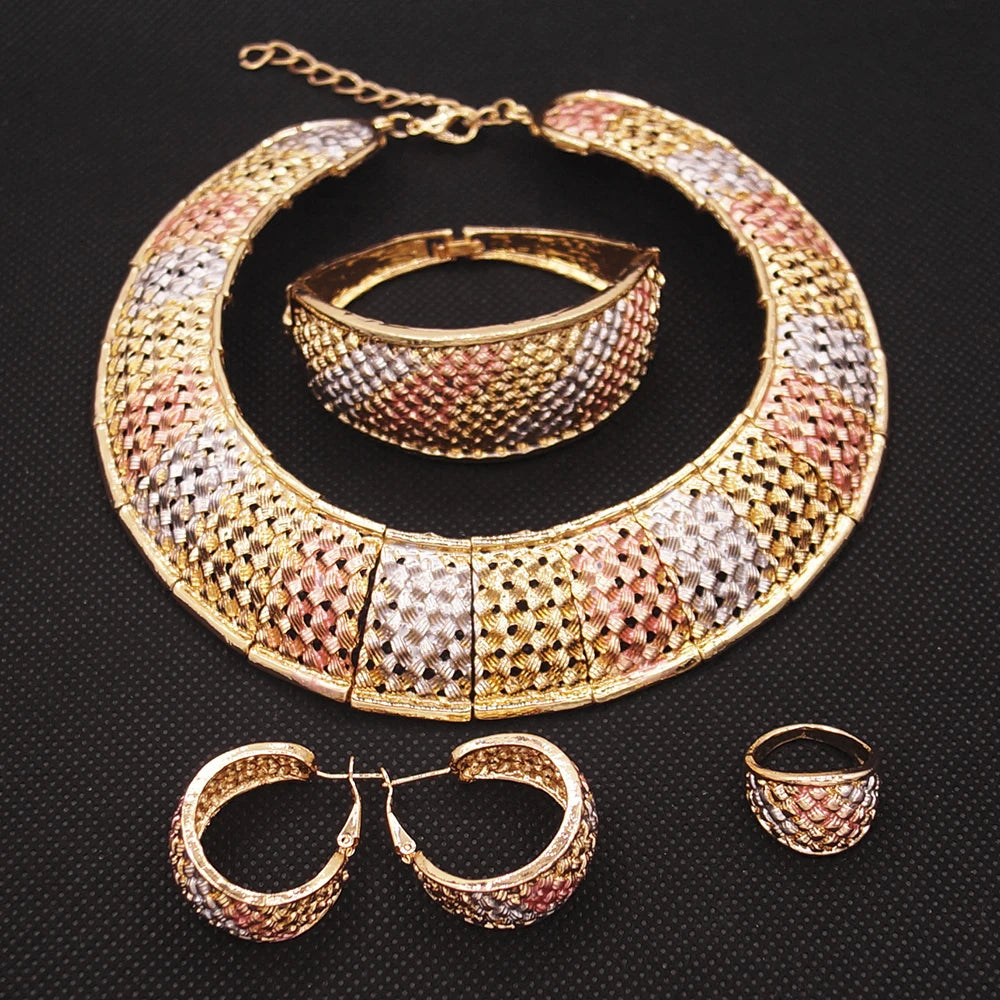 Zhuerrui Italy Brazil Gold Jewelry Set Fashion Vintage 24K High Quality Jewelry Sets Designer Wedding Party Jewelry HC20120514