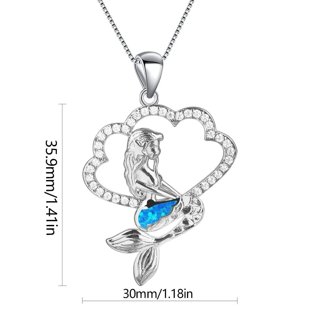 Chic Coastal Mermaid Necklace Aobao Decorative Inlaid Pendant Fashion Jewelry
