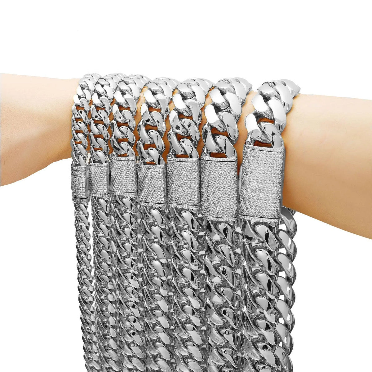 BiG-BOSS Stainless Steel Cuban Chain for Men Bracelet Necklace Certified Waterproof Transh Free Custom Logo Hip Hop Style Durable Chain