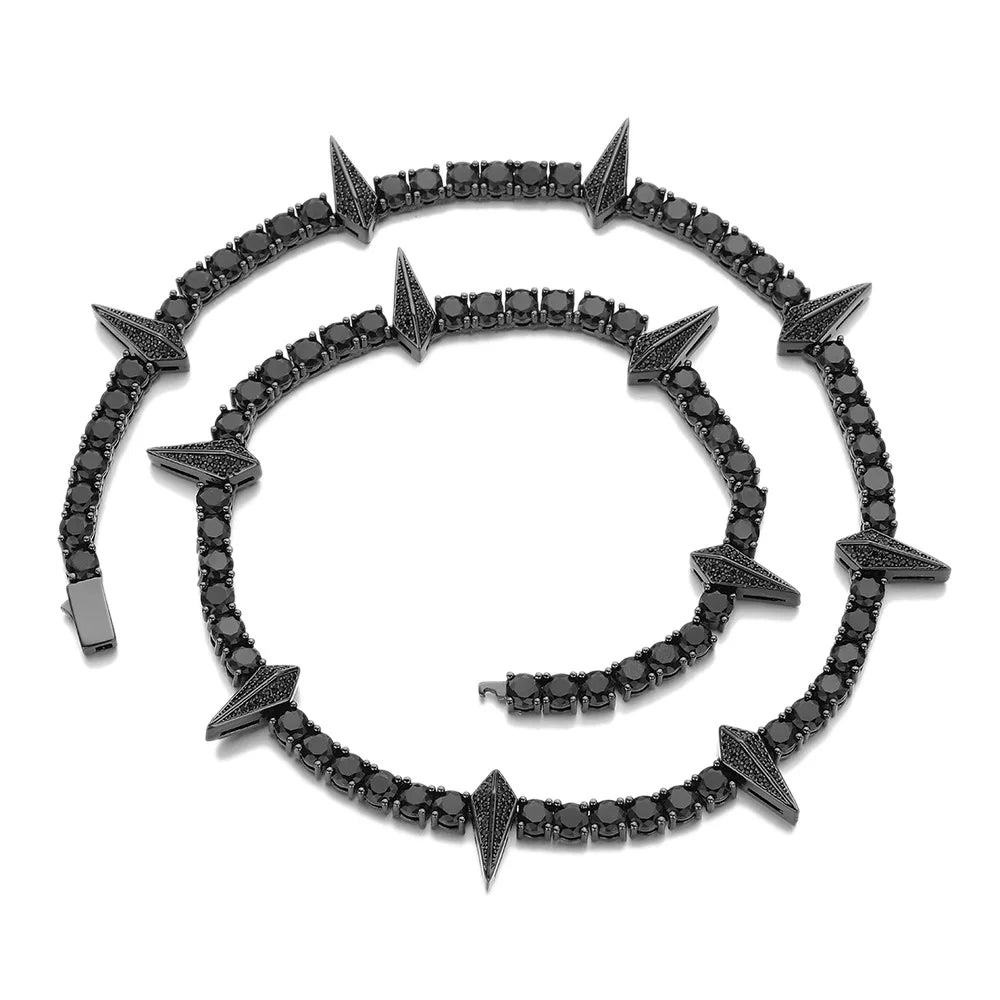 Luxury Black Zirconia CZ Diamond Tennis Bracelet Fashion Same Style Black Panther Choker Necklace Beast Toothed Hip-hop Bracelet