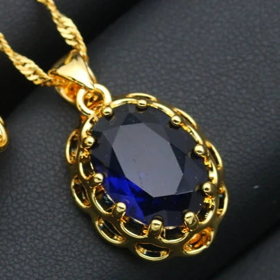 XOTICA Classic Gold Plated Custom Wedding Jewelry Set for Women Includes Earrings Pendant Ring with Zircon Stones for Parties