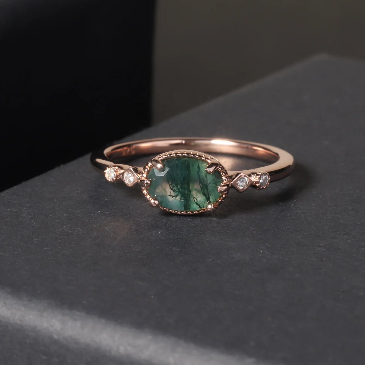 ArtistA OL0899 Abiding Jewelry Custom Oval Cut 5x7mm Colored Synthetic Lab Created Gemostone Zirconia 925 Sterling Sliver Stacking Ring