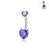 G23 ASTM F136 Titanium Navel Piercing 14G Belly Button Ring Double Heart Zircon Inlay Women Fashion Body Jewelry