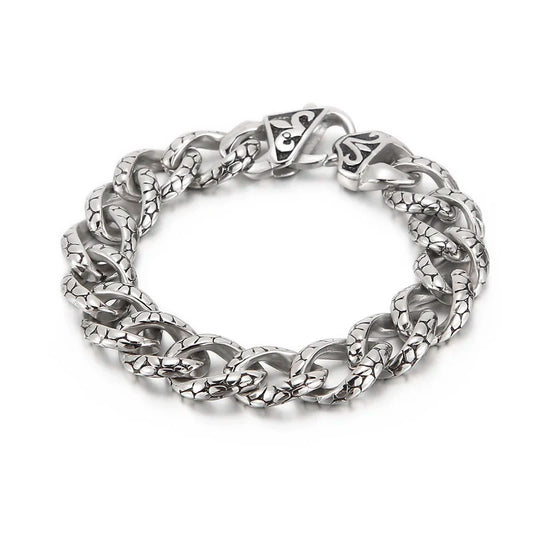 KALEN 14mm Snake Skin Bracciale Uomo Acciaio Inox Punk Cuban Link Bracelet Mens