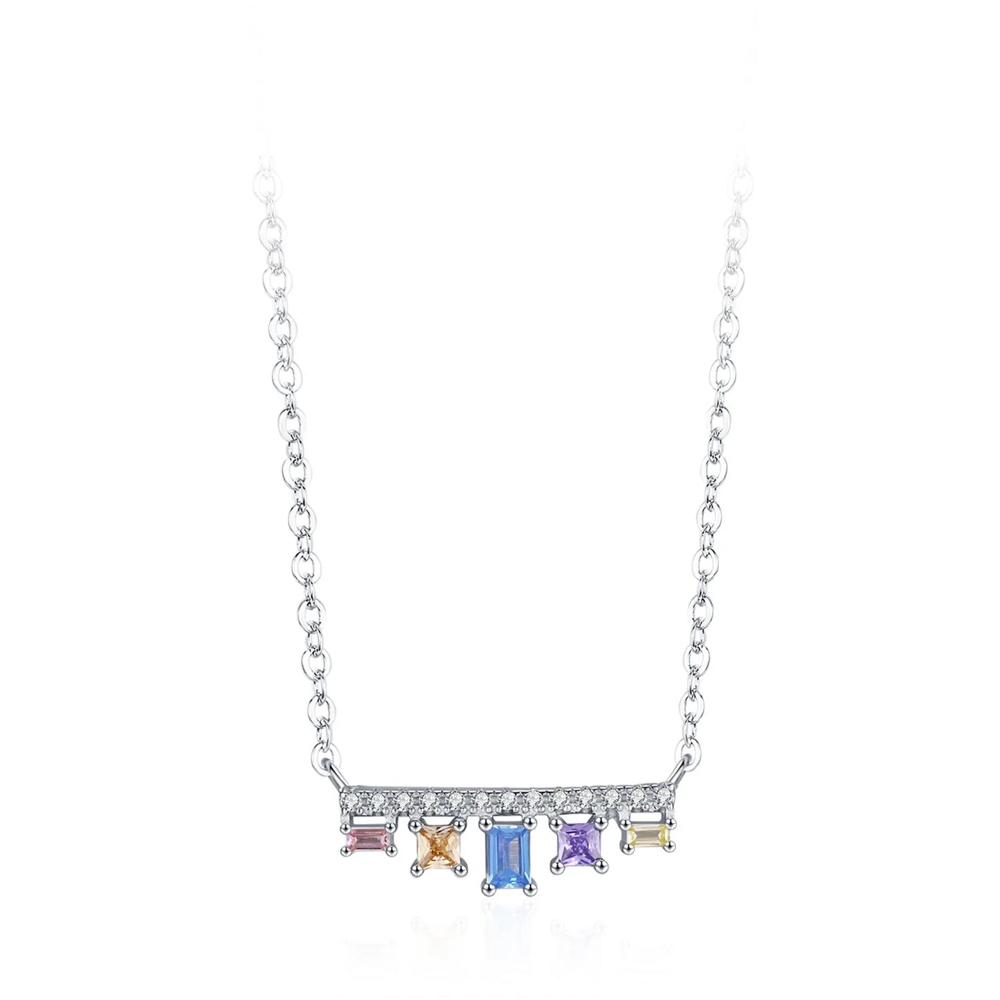 925 Silver Rainbow Geometric Design Necklace Earrings Affordable Luxury Niche High End Jewelry Set Gift Set