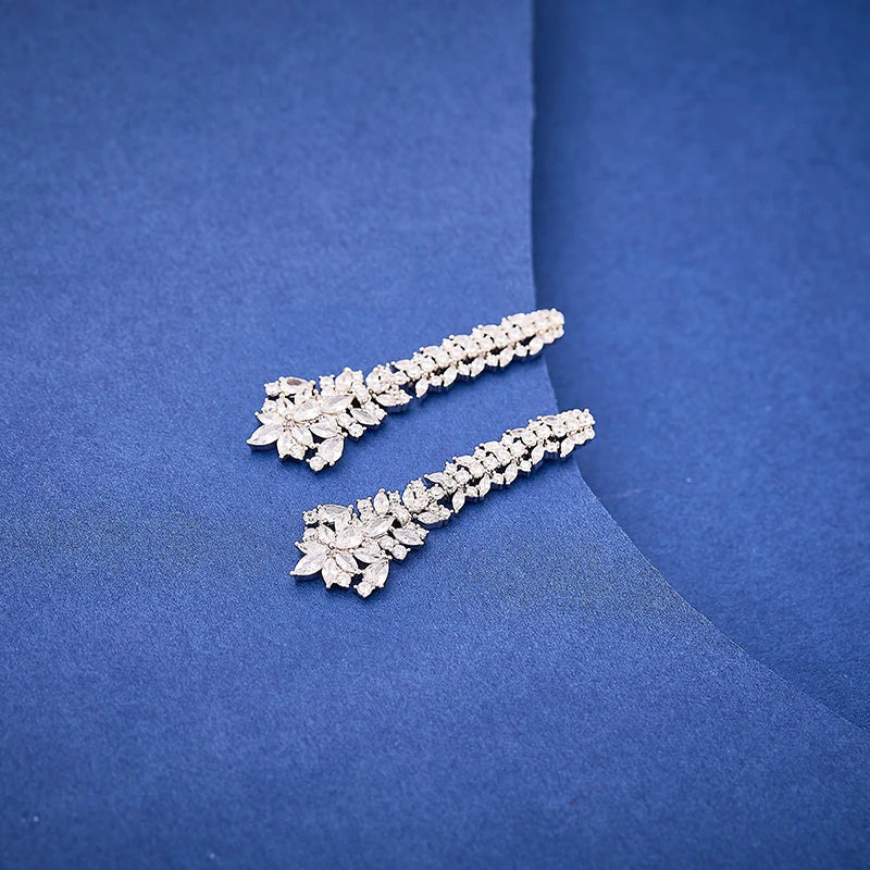 Minimalist Style Wheat Shaped Necklace Earring Two-piece Set Purchase Brass Zirconia Jewelry Accessories Online
