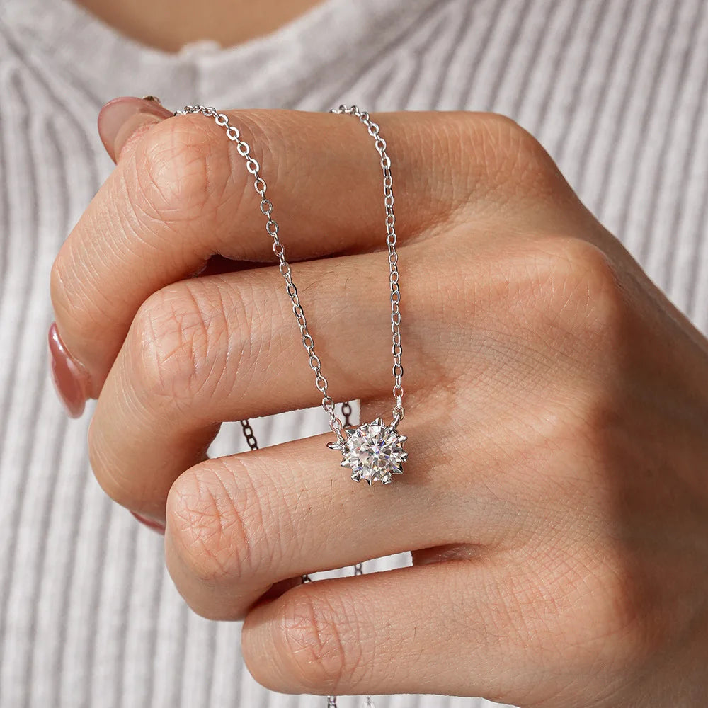 ArtistA Fine Jewelry Sets Zircon Platinum 925 Sterling Silver Heart Snowflakes Real VVS Moissanite Ring Earring Necklace Set for Women