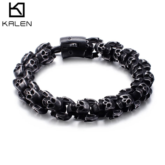 KALEN Stainless Steel Matte Big Skeleton Men Bracelet