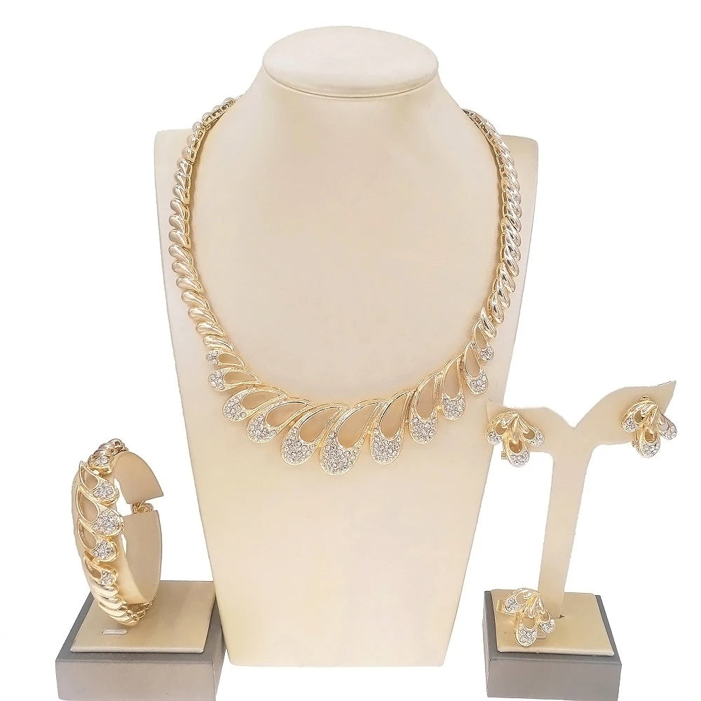 Zhuerrui Brand Designer Hot Selling Jewelry 18k Gold Wedding Jewelry Set Accessories Big Brazilian Gold Jewelry Sets HC10026
