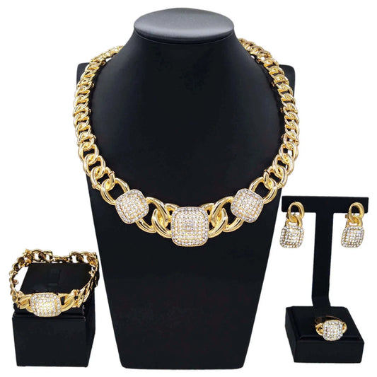 Zhuerrui High Quality Women's Jewelry Set Latest Bead Square Necklace Bracelet Jewelry Sets Favors Party Festival Gift HA20055