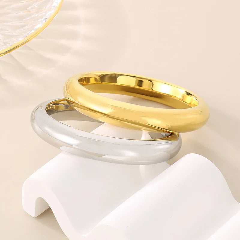 REBEL 18K Gold Plated 13mm Wide Fashion Bracelet Exaggerated Circle Smooth Hollow 18K Gold Plated Jewelry Bangles