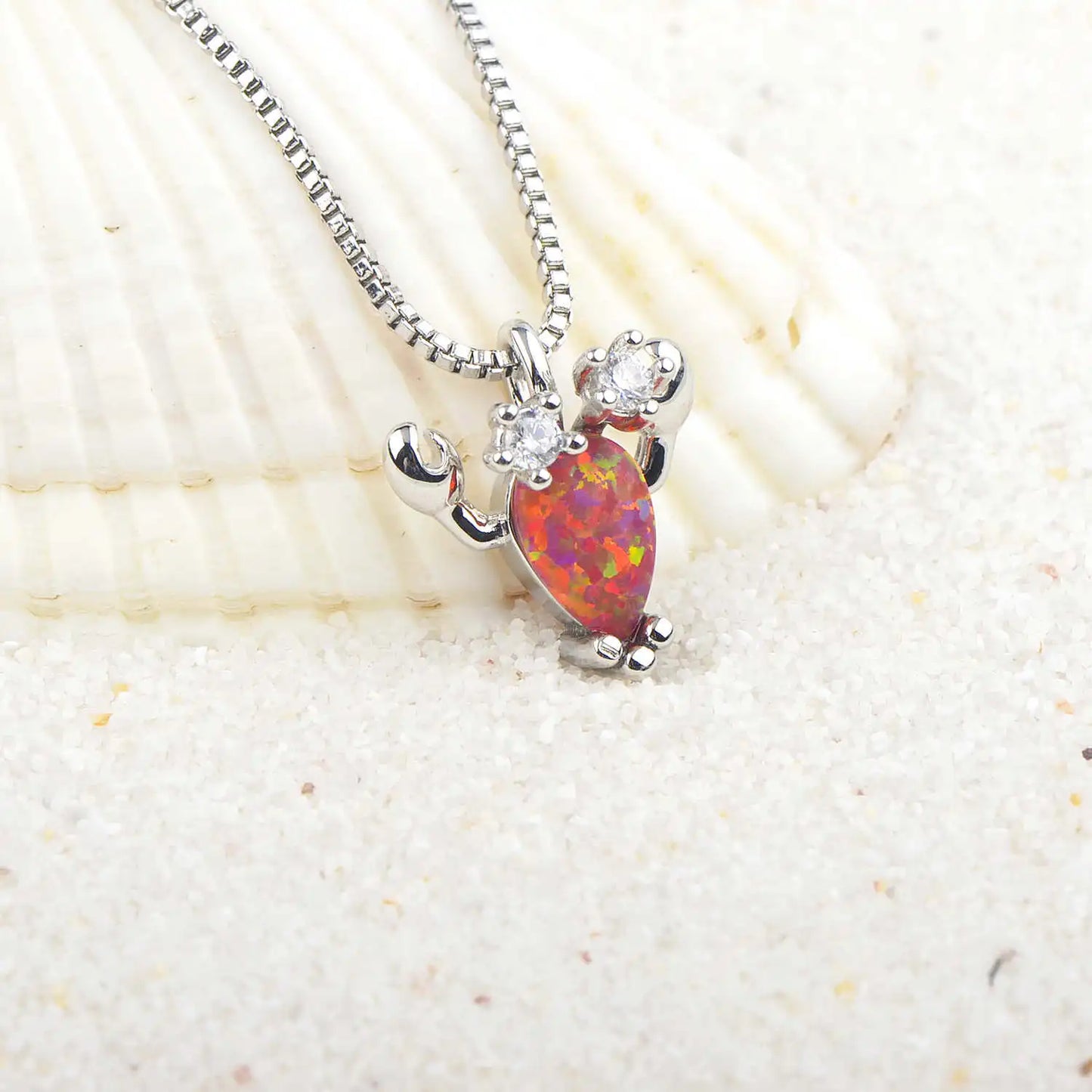 Chic Copper Silver Plated Orange Opal Box Chain Lariat Necklace-Minimalist Western Gift for Women Winter Sweaters
