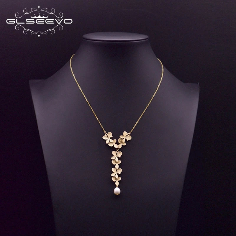 Natural Pearl Sweater Necklace for Women Bride Wedding Custom Handmade Vintage 18k Gold-Plated Long Necklace Fine Jewelry