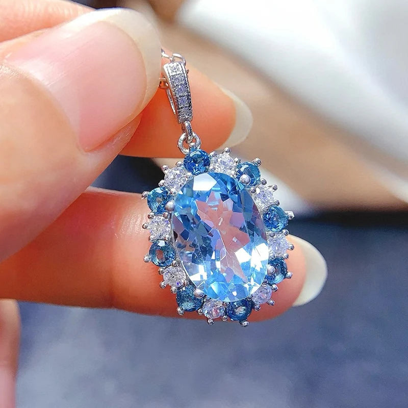 Gioiellieri Sterling 925 Silver Rhodium Plated Natural Topaz Luxury Trendy Custom Indian Birthstone Jewelry Pendant for Women