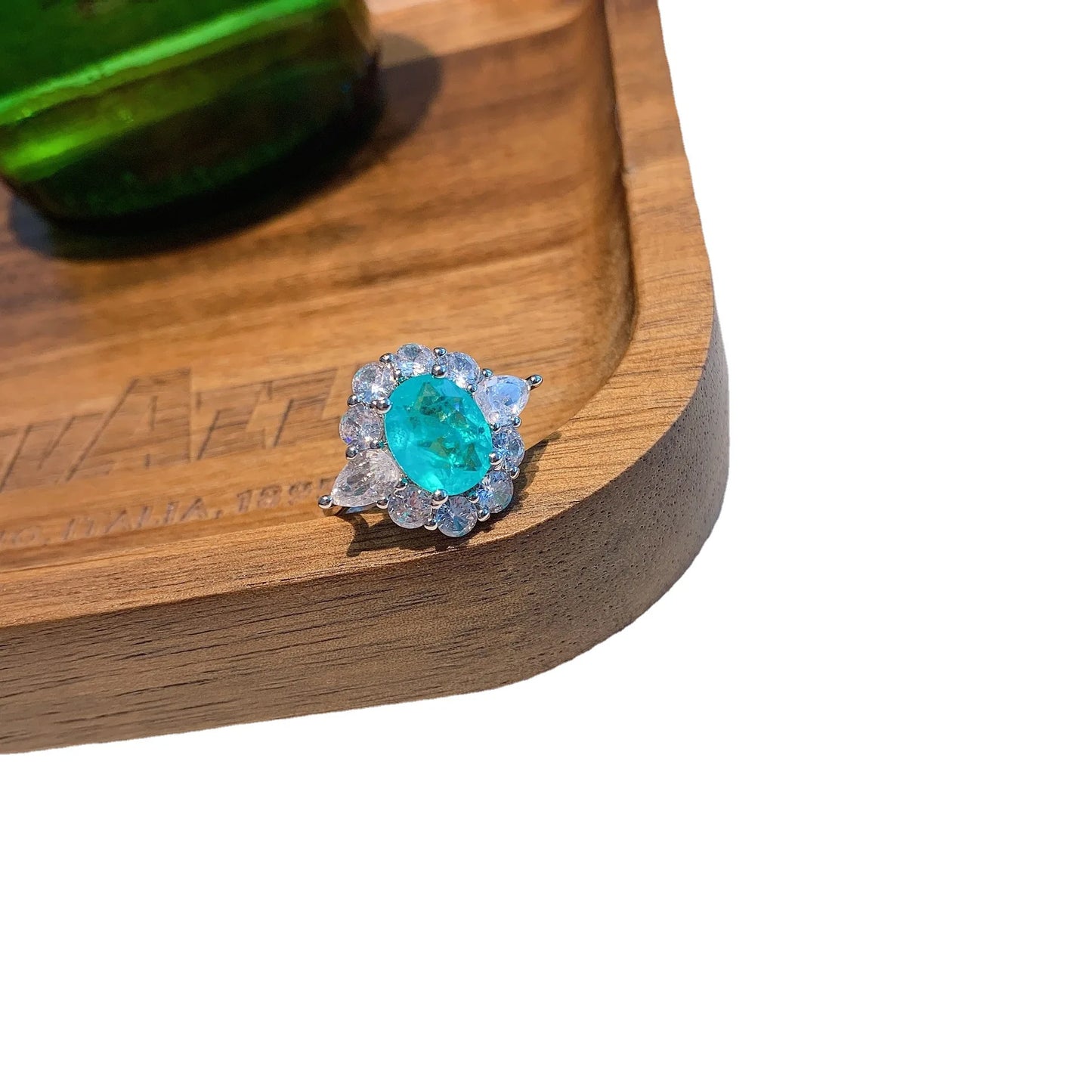 Factory Wholesale Eco-friendly Copper 8*10mm Green Zircon Brass Pendant Earrings Set Minimalist Jewelry Set Women