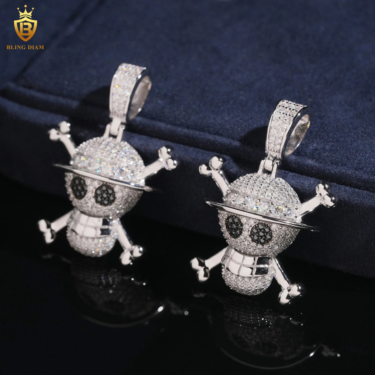 BiG-BOSS New Arrival Custom Pendant Charms Skull 925 Sterling Silver Black White Moissanite Pendant GRA Certified Pendant Necklaces Men