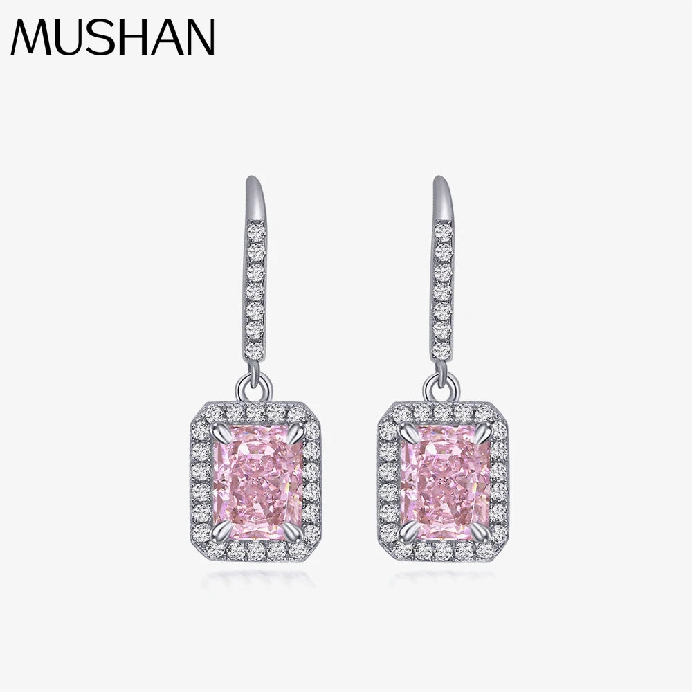 MUSHAN Jewelry Factory New 925 Silver 1.5 Carat Earrings Rectangular Ice Flower Cut 6*8 High Carbon Diamond Ear Hook Earrings