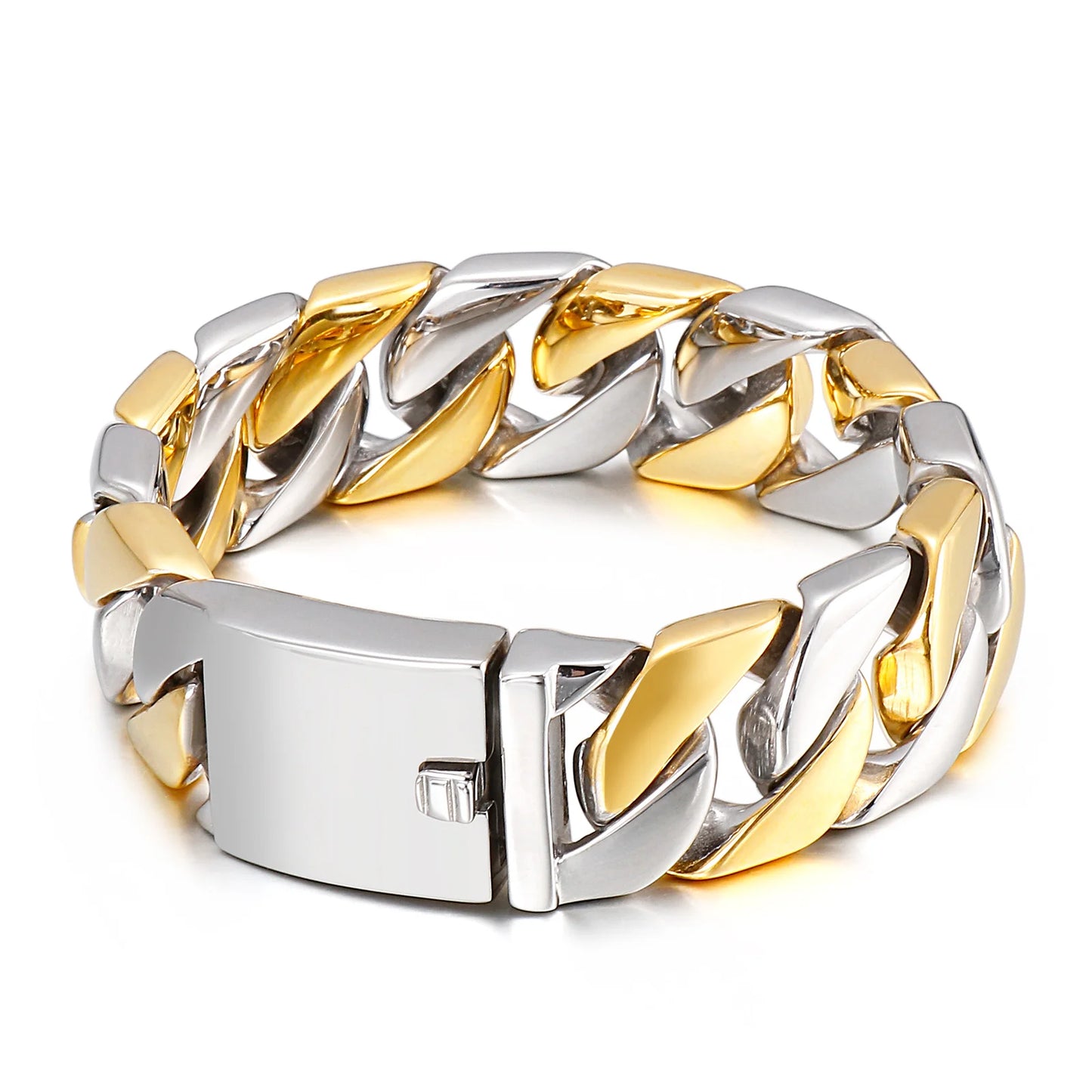KALEN Domineering Stainless Steel Gold-plating Cuban Male Bracelet