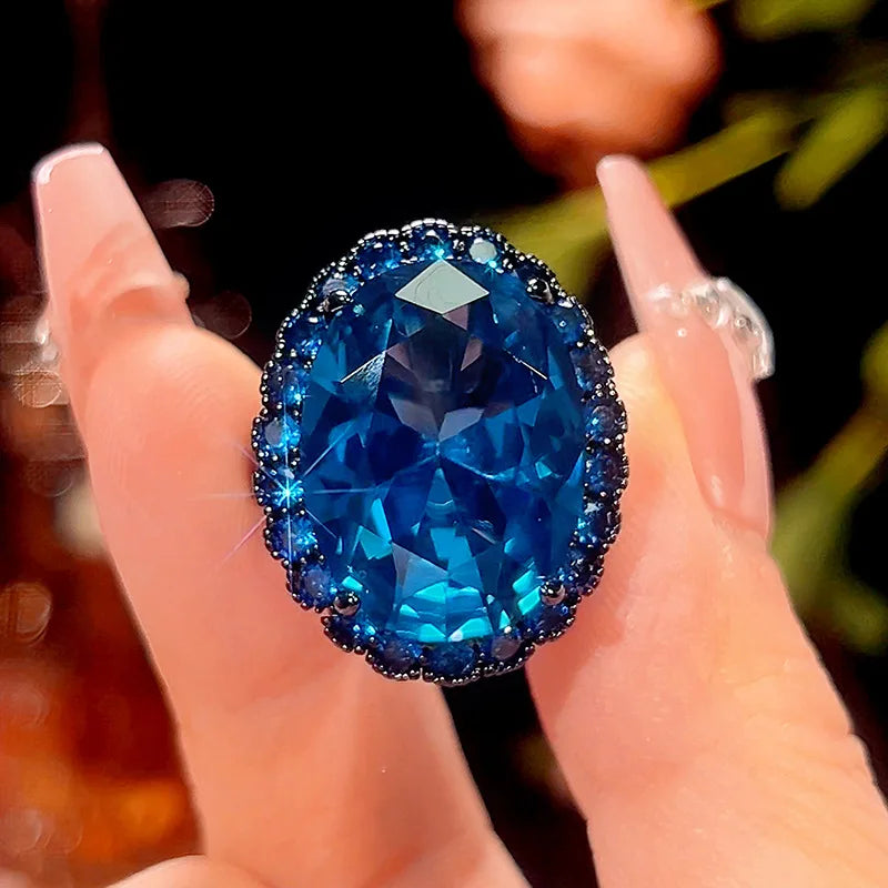 Gemfiori High Quality Luxury Jewelry Blue Sparkling Colorful Zircon High-end Set Birthday Gift