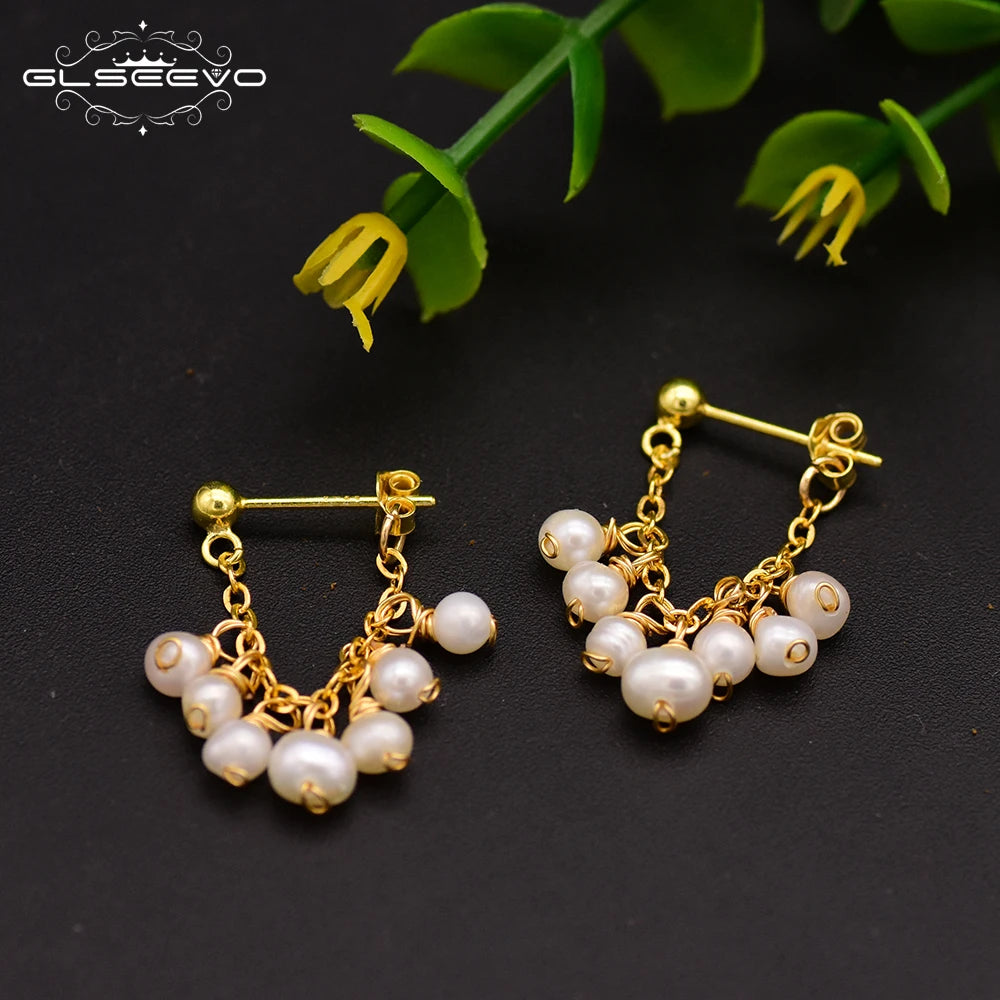 925 Sterling Silver Natural Freshwater Pearl Earrings for Women Party Earrings Fine Jewelry Earrings Bulk