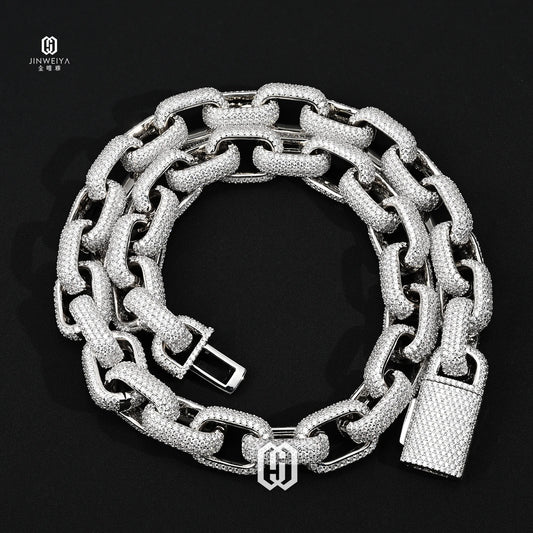 NEWLiFE REBEL 15mm Iced Out Necklace in Silver Plated
