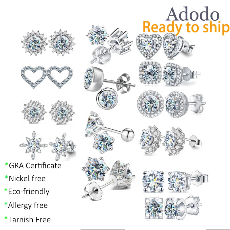 ArtistA Moissanite Jewelry Stud Earrings Classic Heart Vvs2 Moissanite GRA Certificate 925 Earrings Silver Jewelry for Women