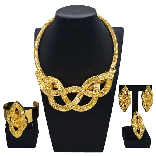Zhuerrui Luxury Fashion Women's Jewelry Set Gold Plated Chain Classic High-End Dubai Wedding Accessories With Hand GiftsHK005822