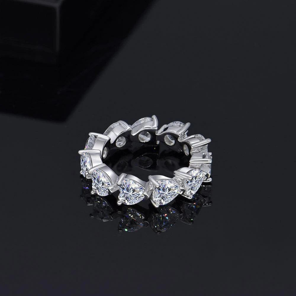 MuShan Jewelry Factory Popular 0.5 Carat Heart Shaped 5*5 Silver Ring Cross Border Retro Accessory From Europe and America