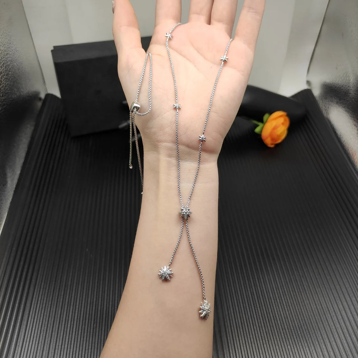 DY High-Quality Silver-Plated Star and Diamond Necklace. Gold-Plated Diamond Necklace. Jewelry Wholesale.