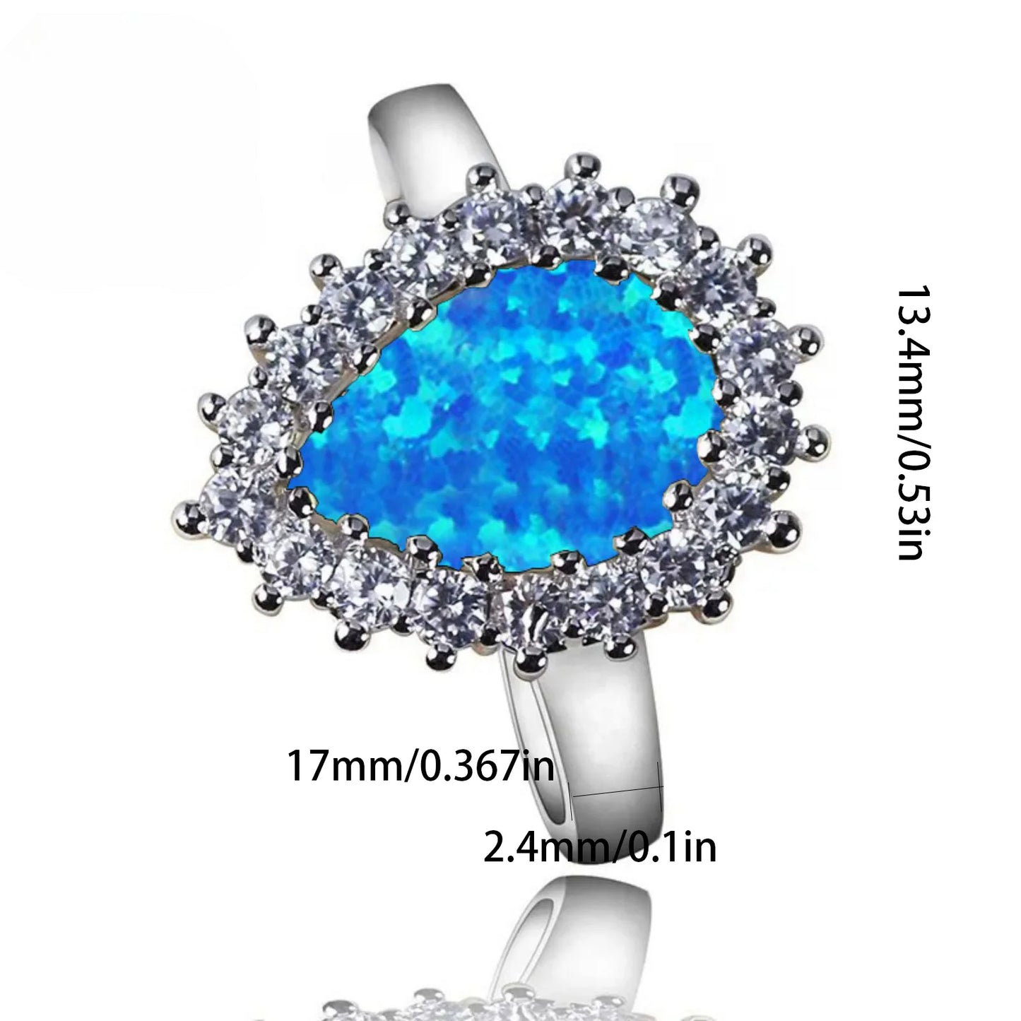 Statement Marquise Opal Ring - Blue Fire Opal & CZ Halo Cluster | Bold Daily Jewelry Bulk Gifts