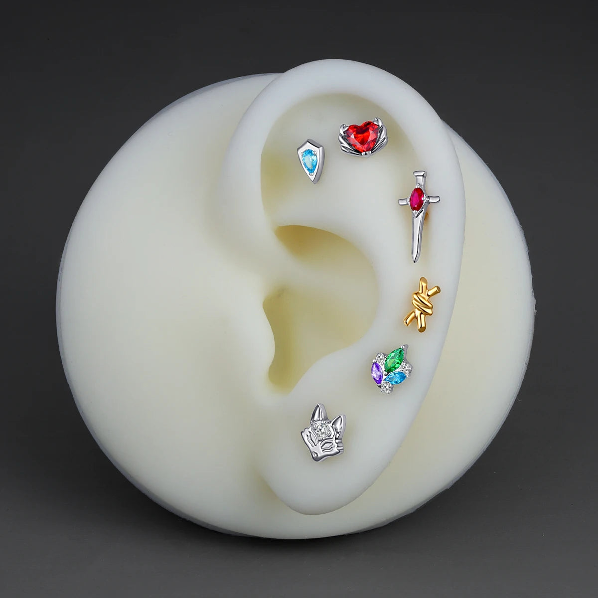 Eternal Metal ASTM F136 Titanium Multi Color CZ Flower Ear Piercing Navel&Labret Jewelry Internally Threaded Ends Tops