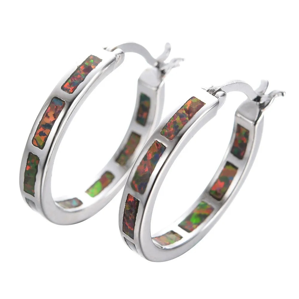 Tiktok Ins Hot Brass Geometric Bohemian Christian Blue Opal Drop Earrings Gift for Women